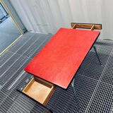 Vintage red formica table from the 60s with extensions