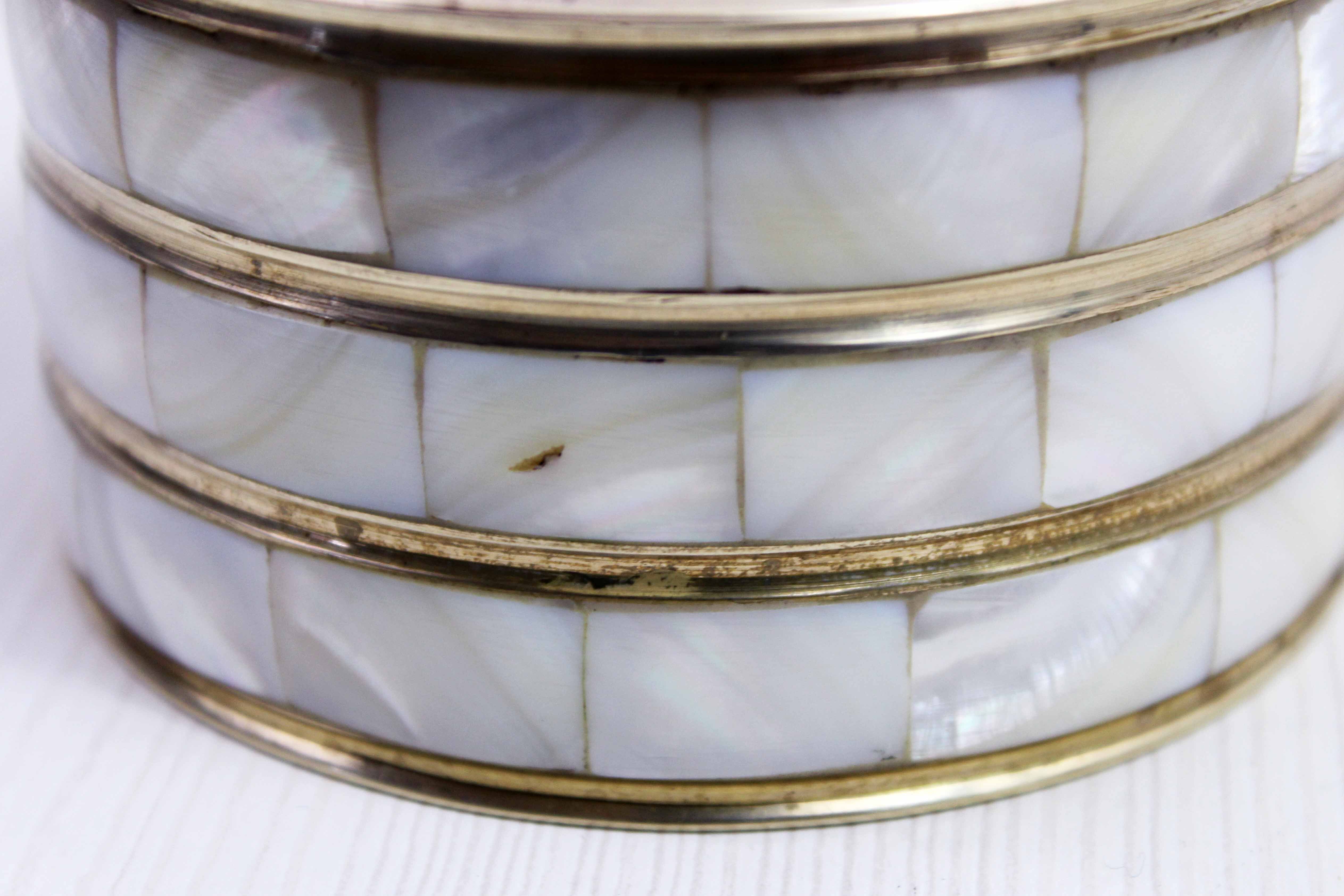 Vintage box in brass and mother-of-pearl