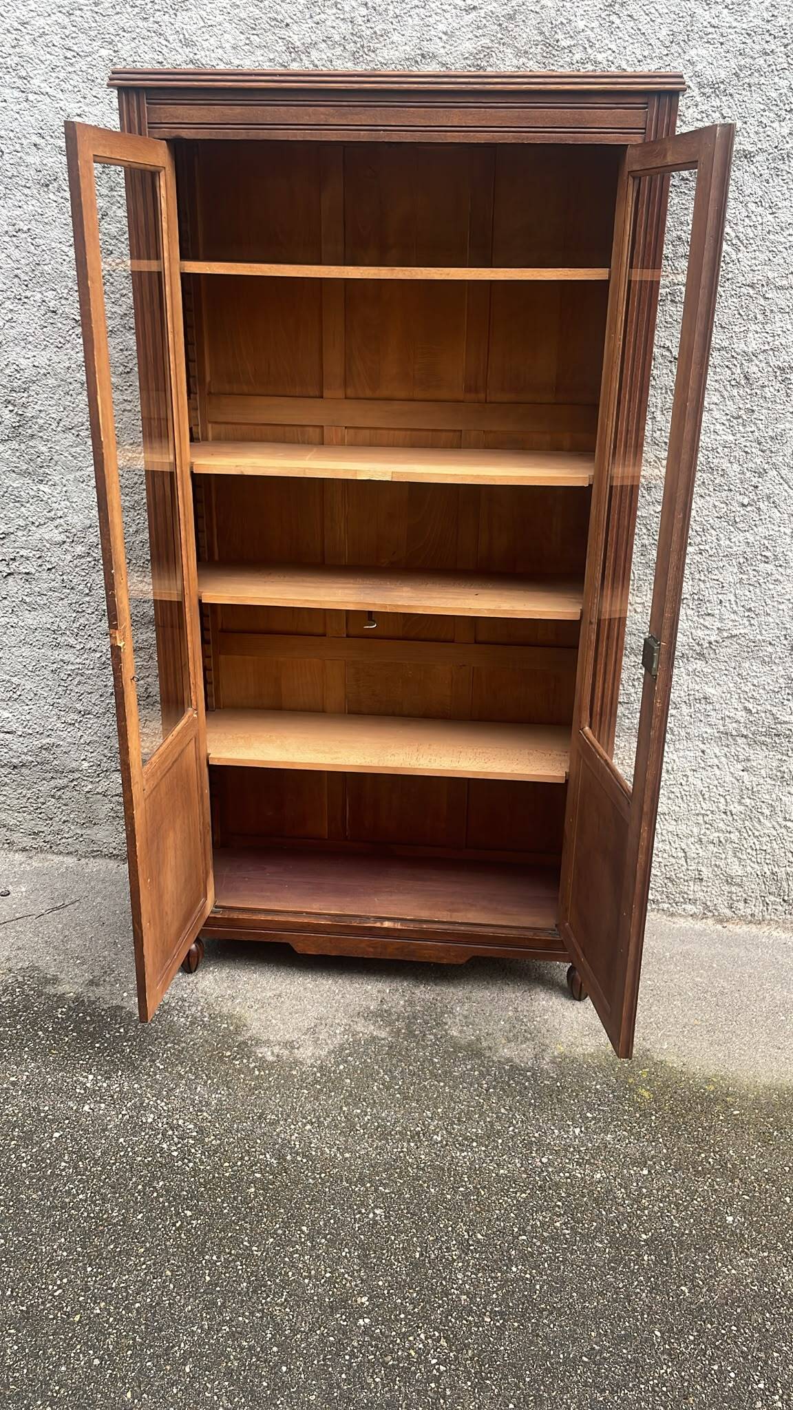 Oak library 1950s French Design Art Deco display cabinet