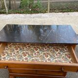 Vintage Louis Philippe commode in wood and grey marble from the 20th century.