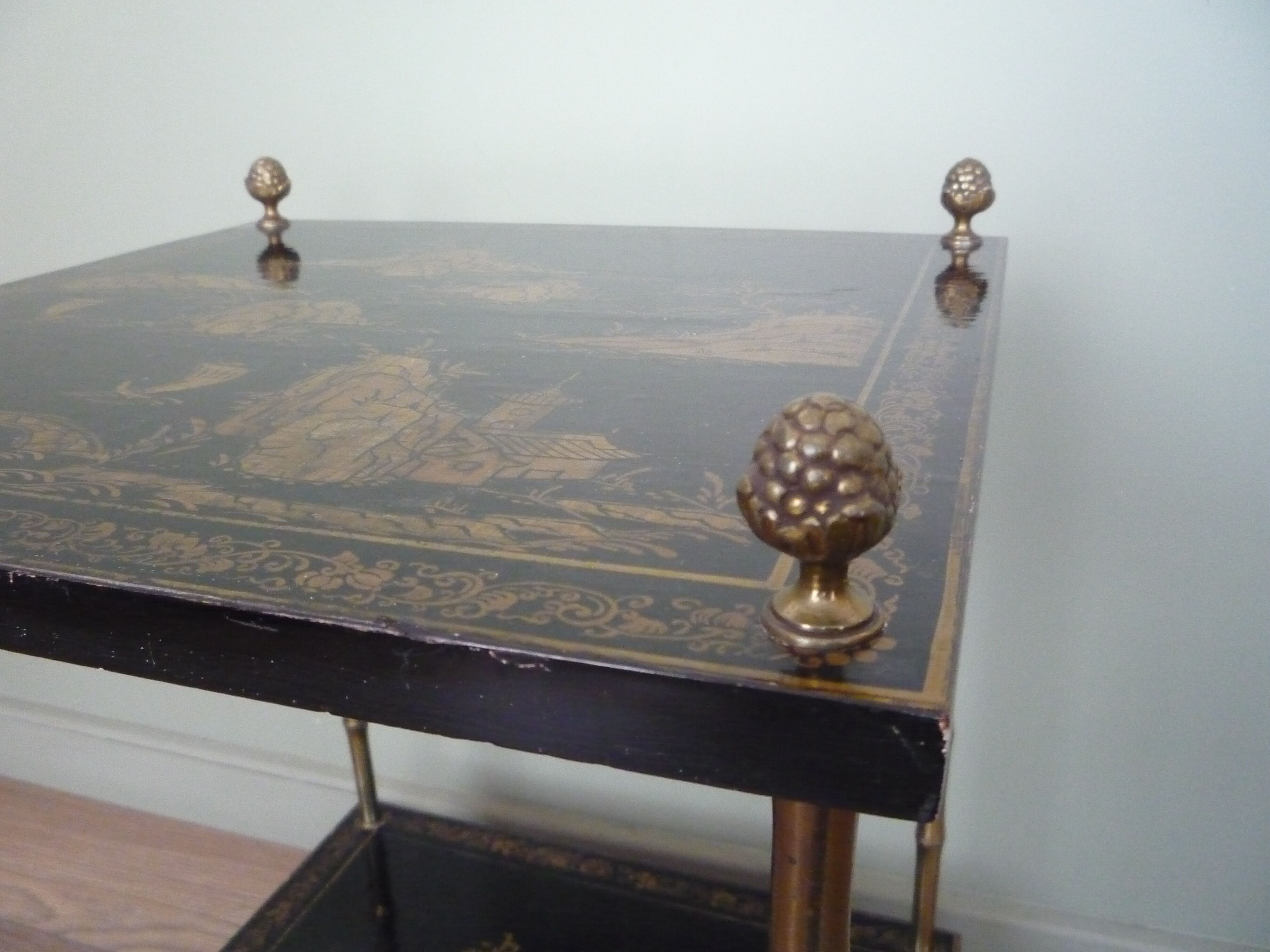Table Maison Baguès Paris, bronze bambou et laque de chine