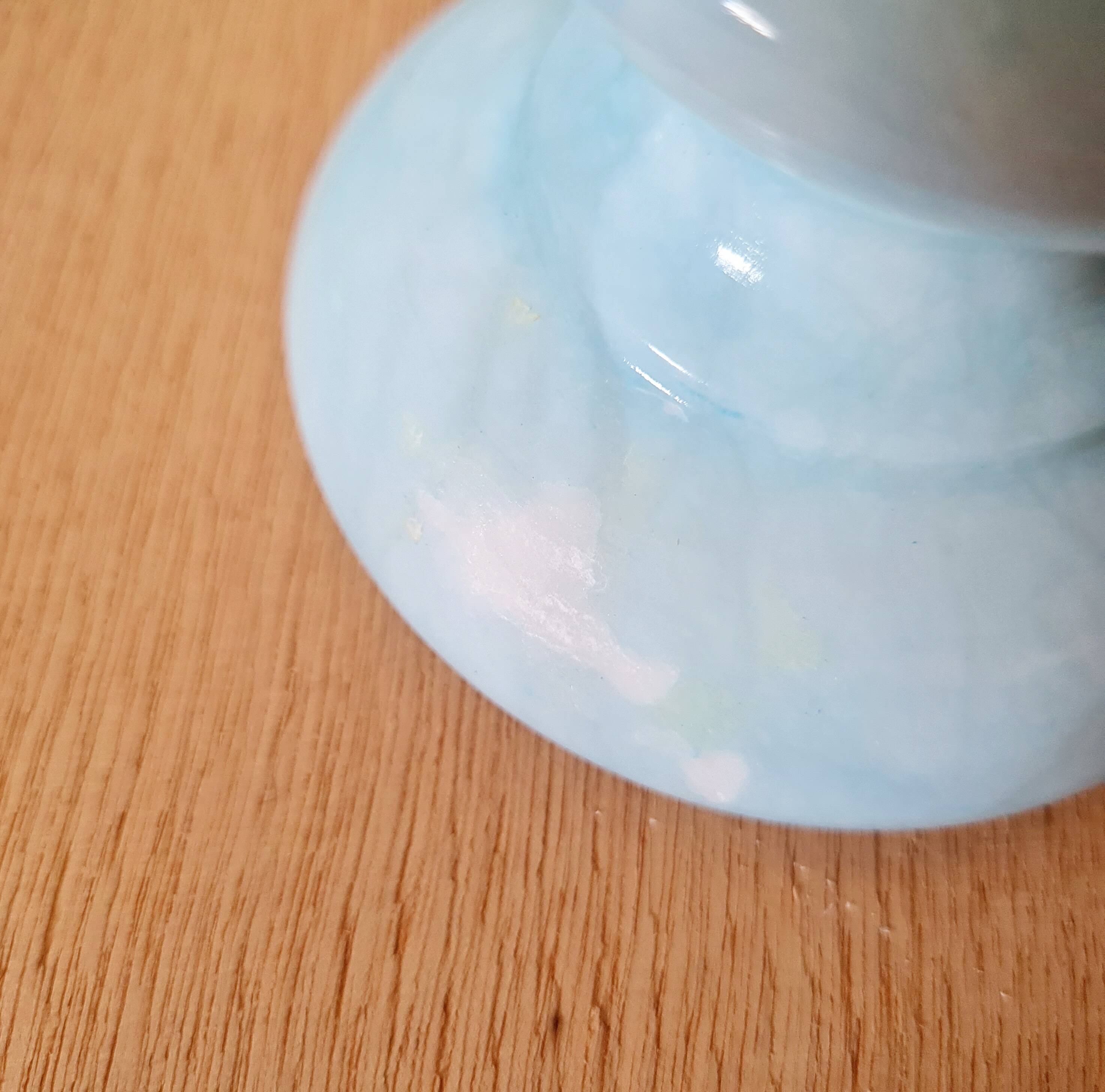 Pair of vintage azure blue alabaster bedside lamps