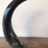 Polished beef horn on brass base