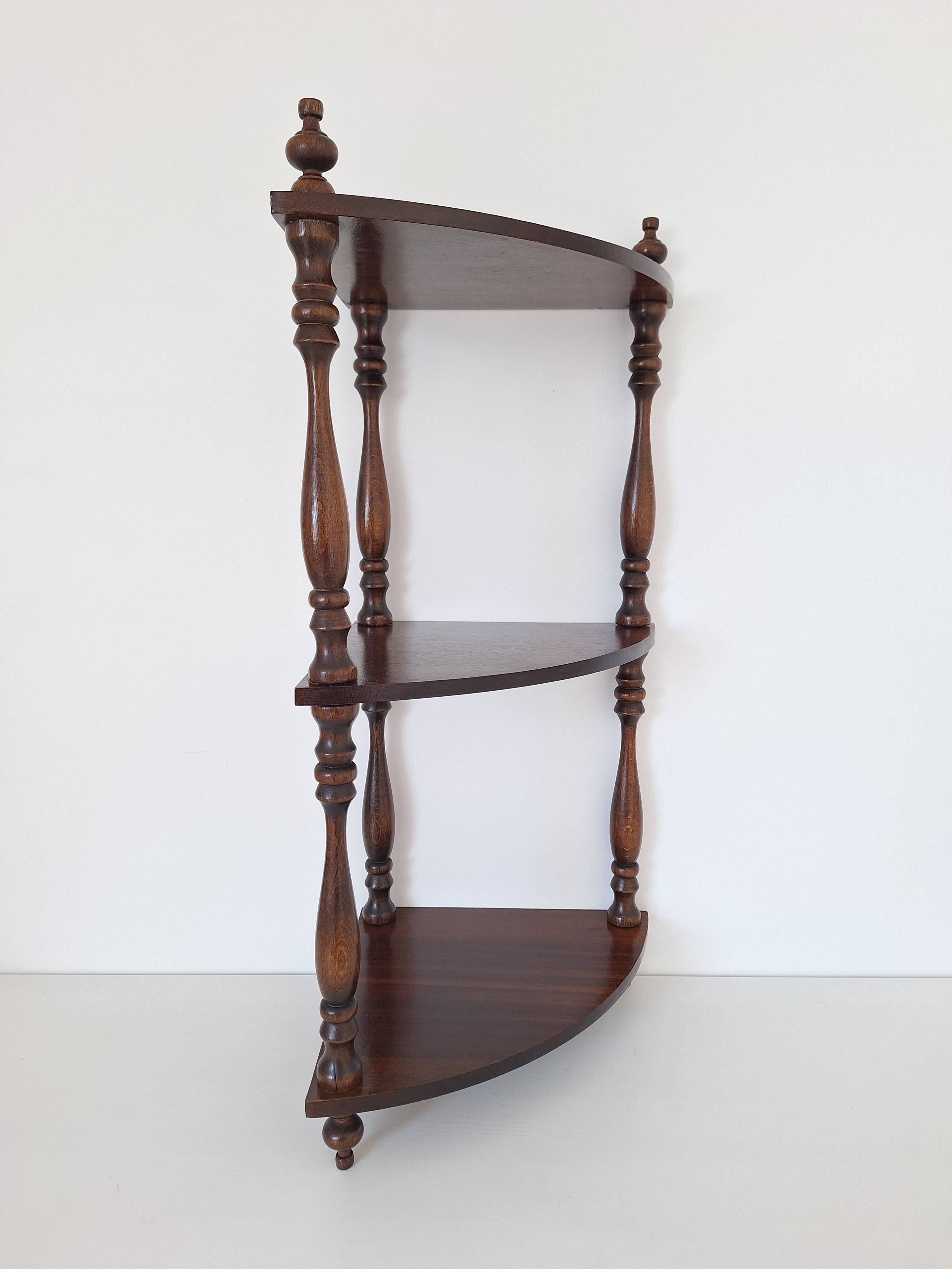 1970s wooden corner shelf