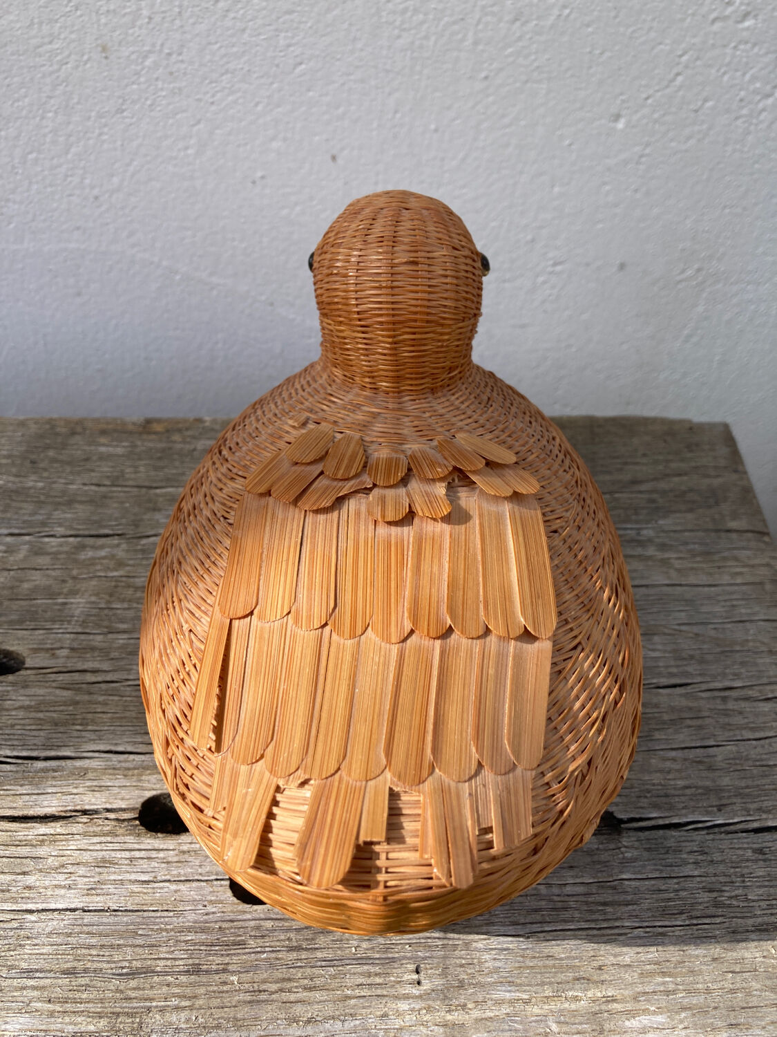 Vintage woven rattan duck box