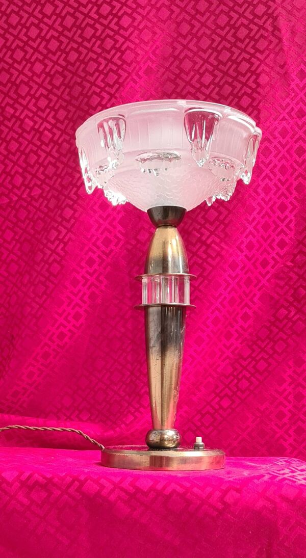 lampe laiton calice  type ezan glaçon art deco  elec d origine 37x20