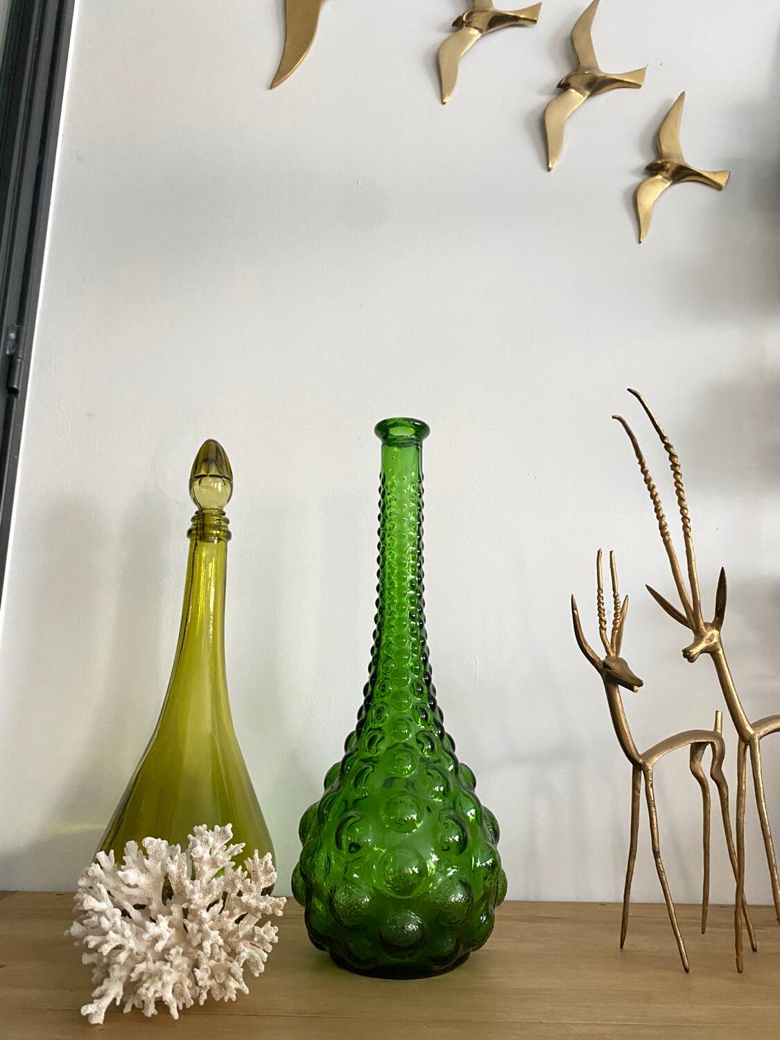 Vintage green Empoli carafe