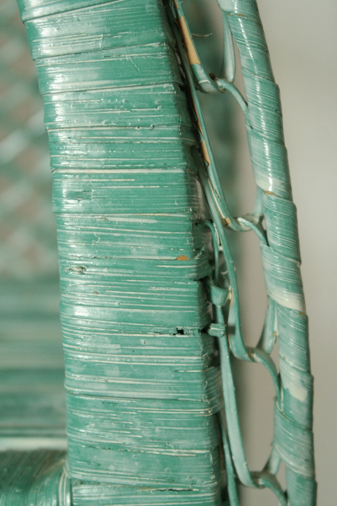 Vintage mint green wicker bookcase