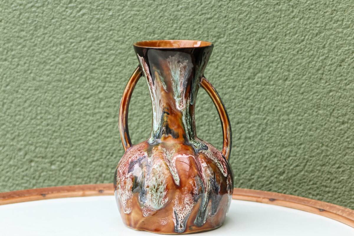 Vallauris vase, enameled ceramic
