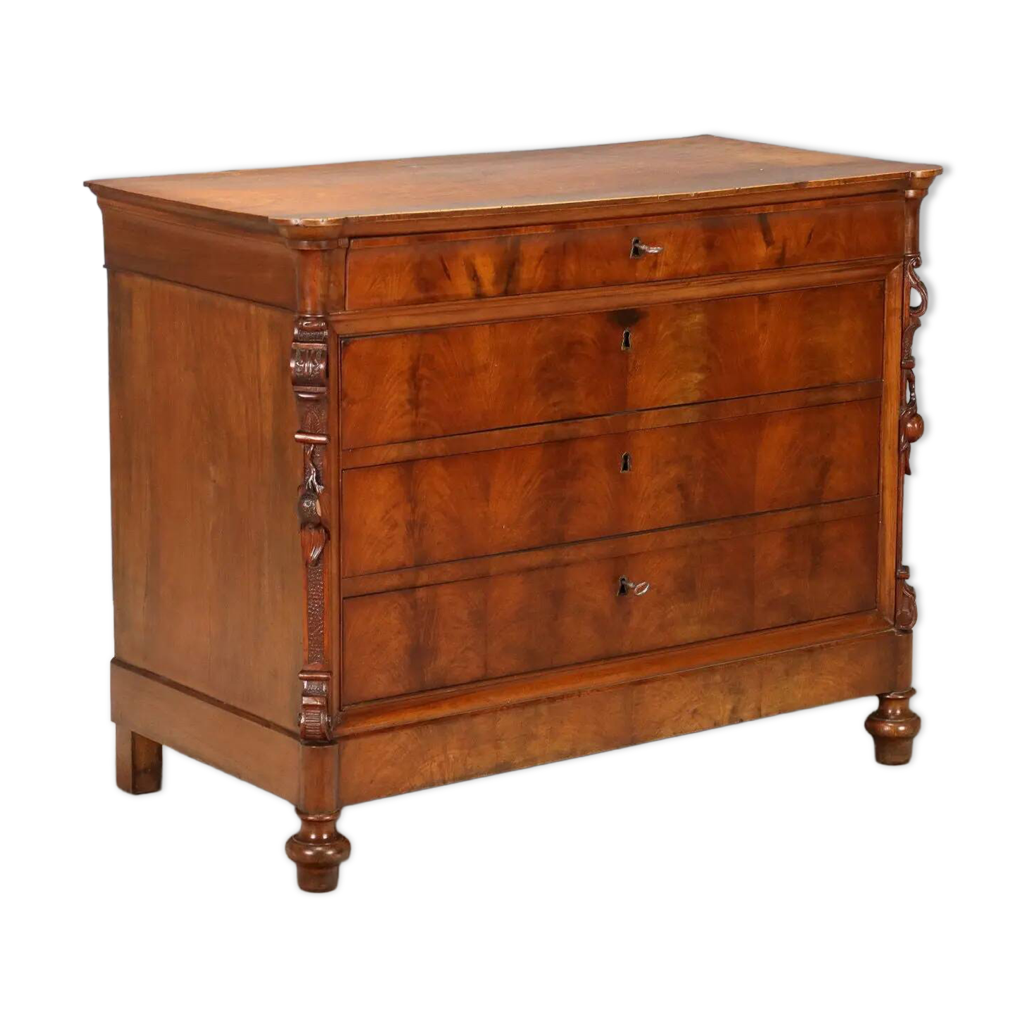 Antique Charles X mahogany commode, Genoa, 19th century