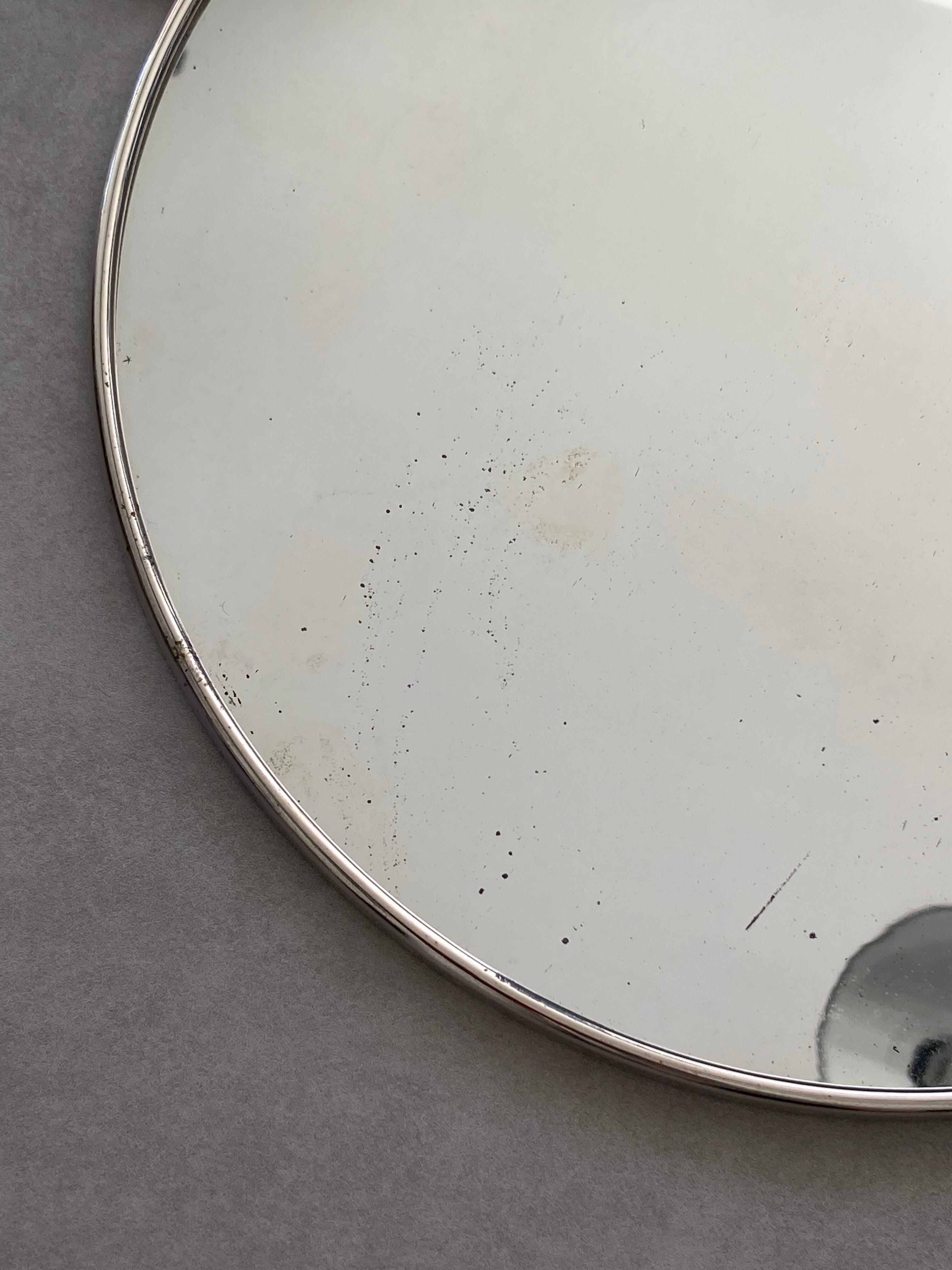 Art Deco top silver metal and mirror