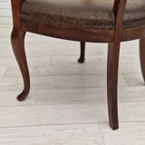 Scandinavian armchair, original condition, leather, oak wood, 1950s,