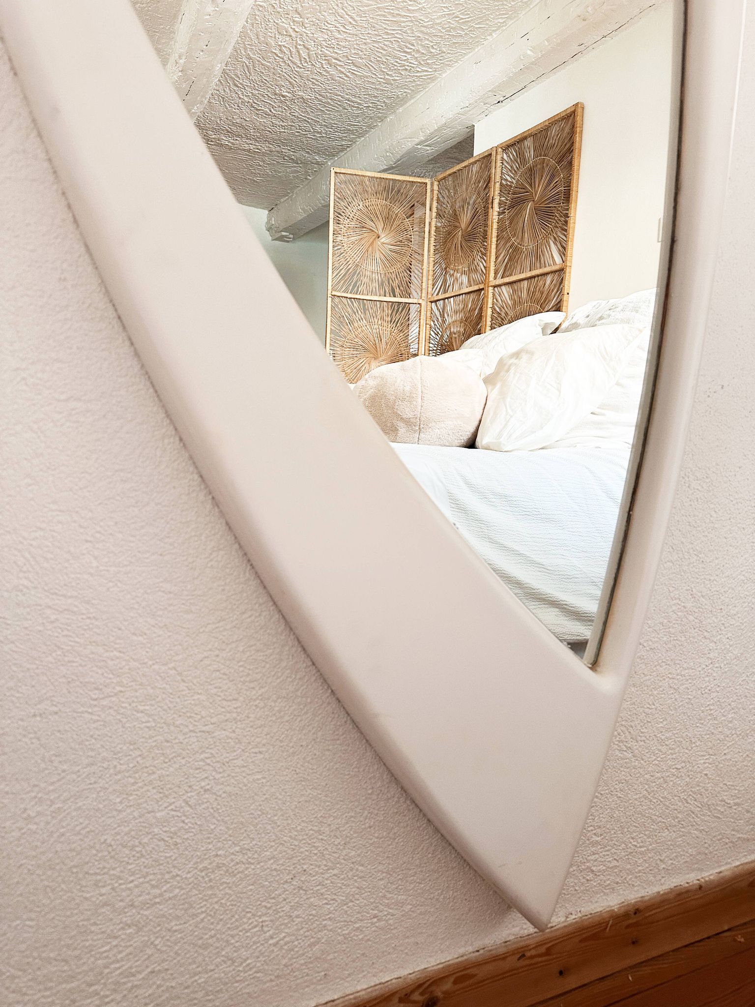 Space Age XXL lacquered wood mirror, France 1970s