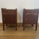 Pair of solid oak bedside tables from the 1950s.