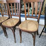 Series of 4 caned bistro chairs circa 1900