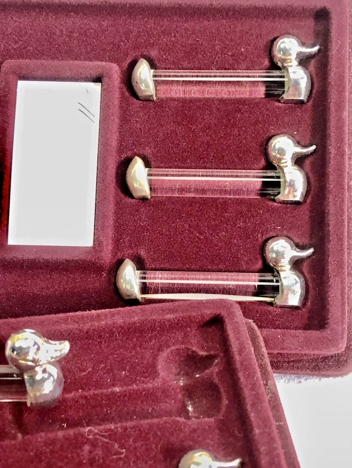 12 silver-plated metal duck knife rests with crystal