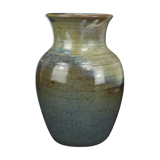 Vase en Grès Émaillé Coulant, Puisaye,Belle Signature d'Artiste Incurvé