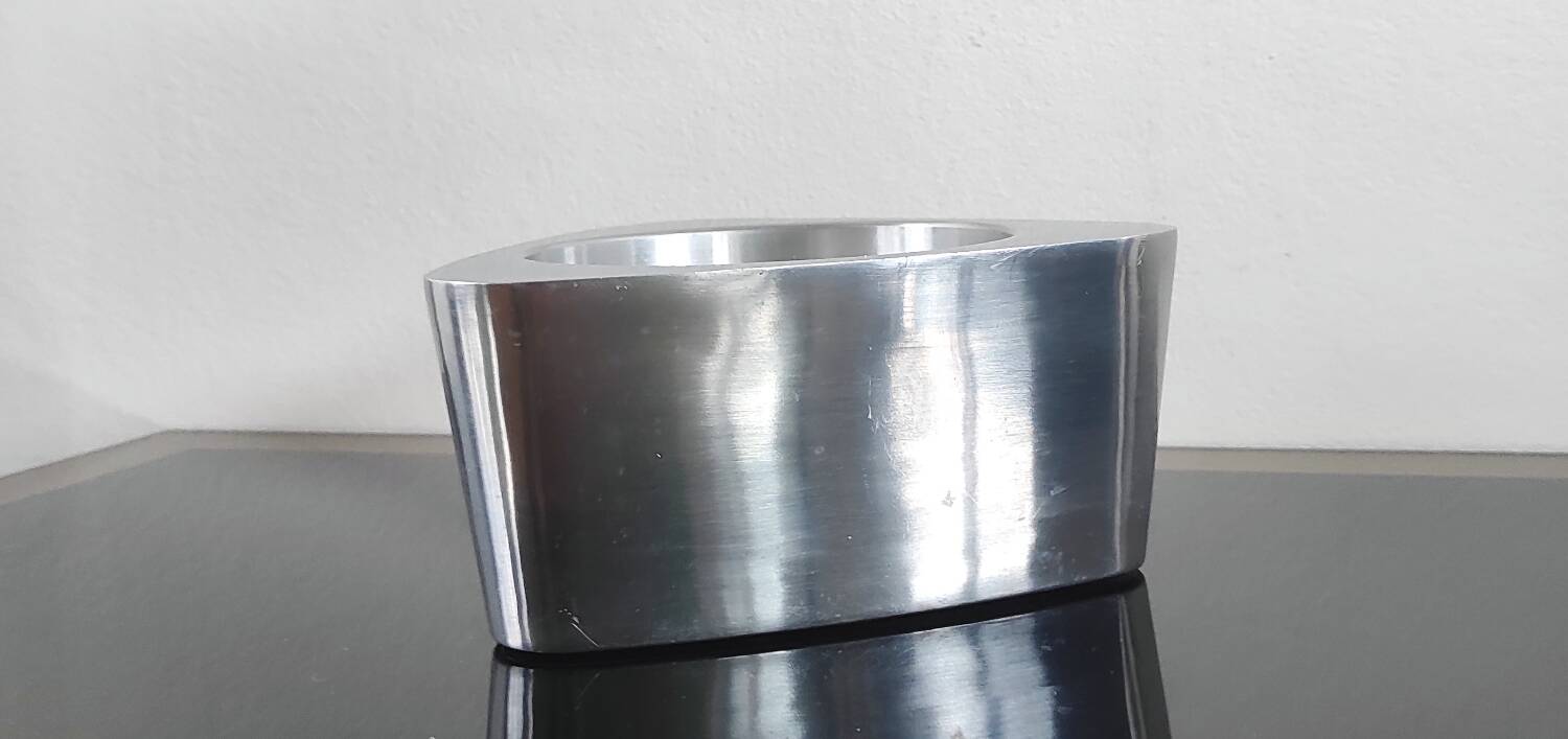 Large Candle Holder / Vintage Photophore IKEA Brushed Aluminium 90s