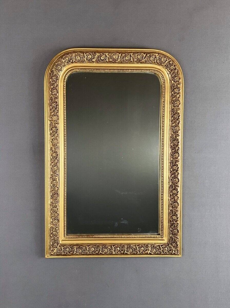 Gilded Mirror in Carved Wood, Louis-Philippe Style, 19th Century
