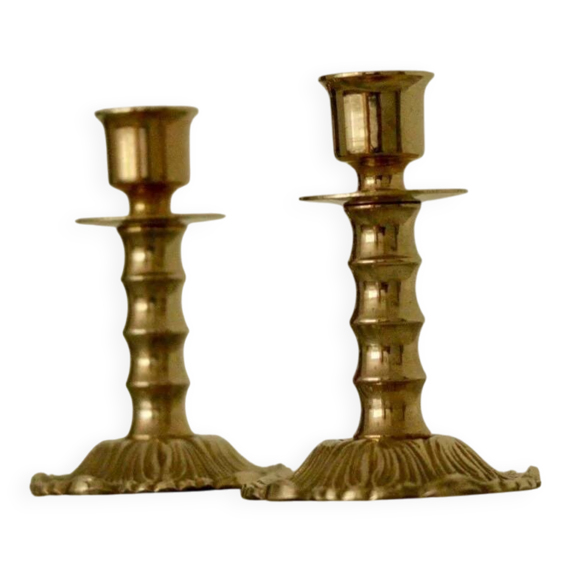 Paire de bougeoirs suédois vintage en laiton