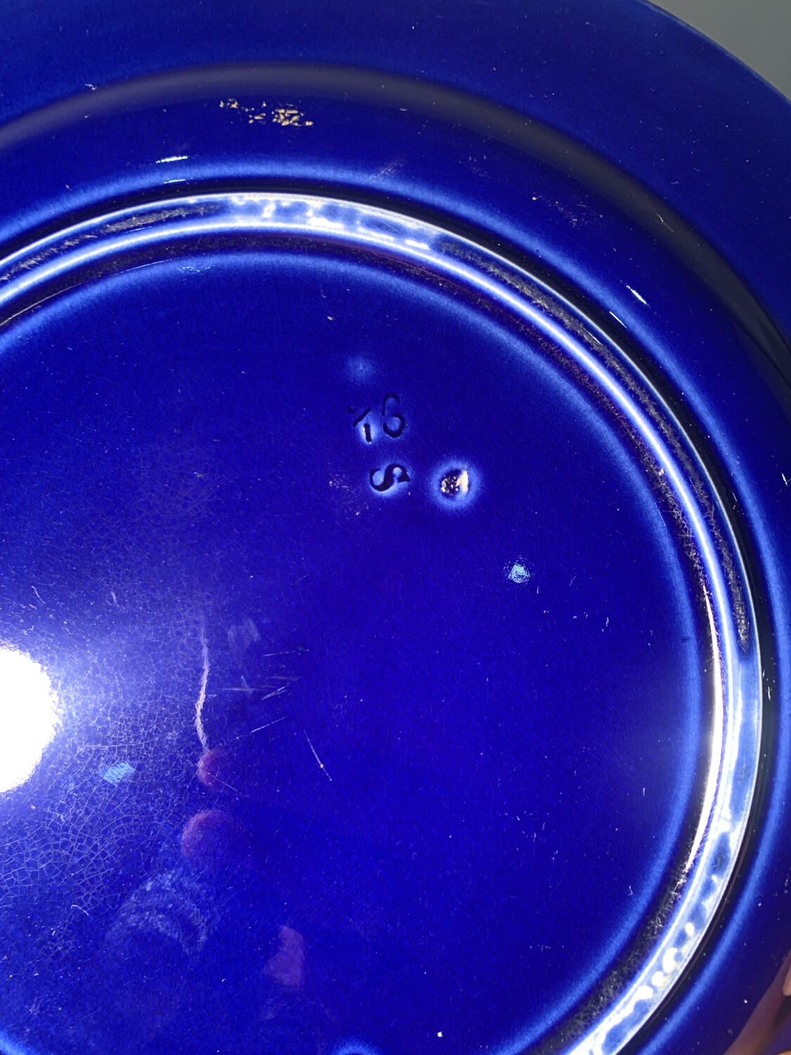 Antique blue flowerpot, ceramic, Art Nouveau earthenware circa 1900