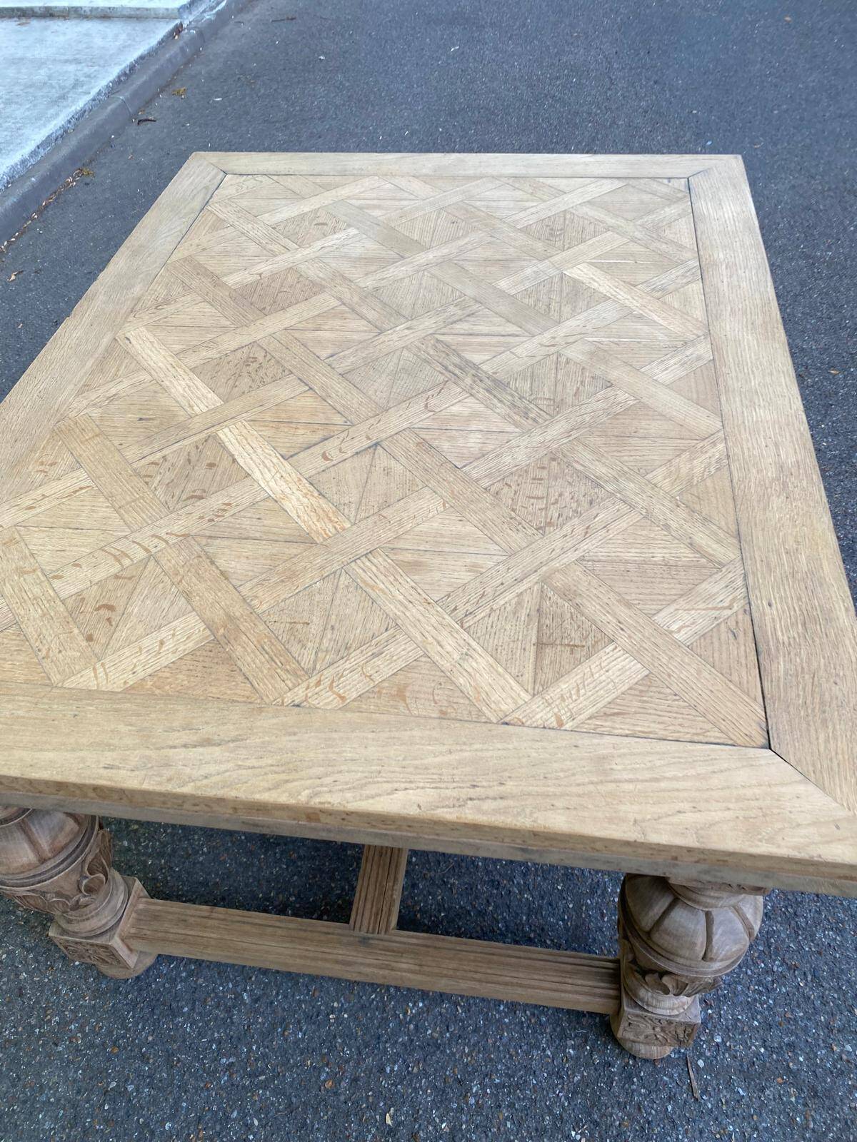 Art Deco monastery dining table, extendable, stripped in solid oak 230.