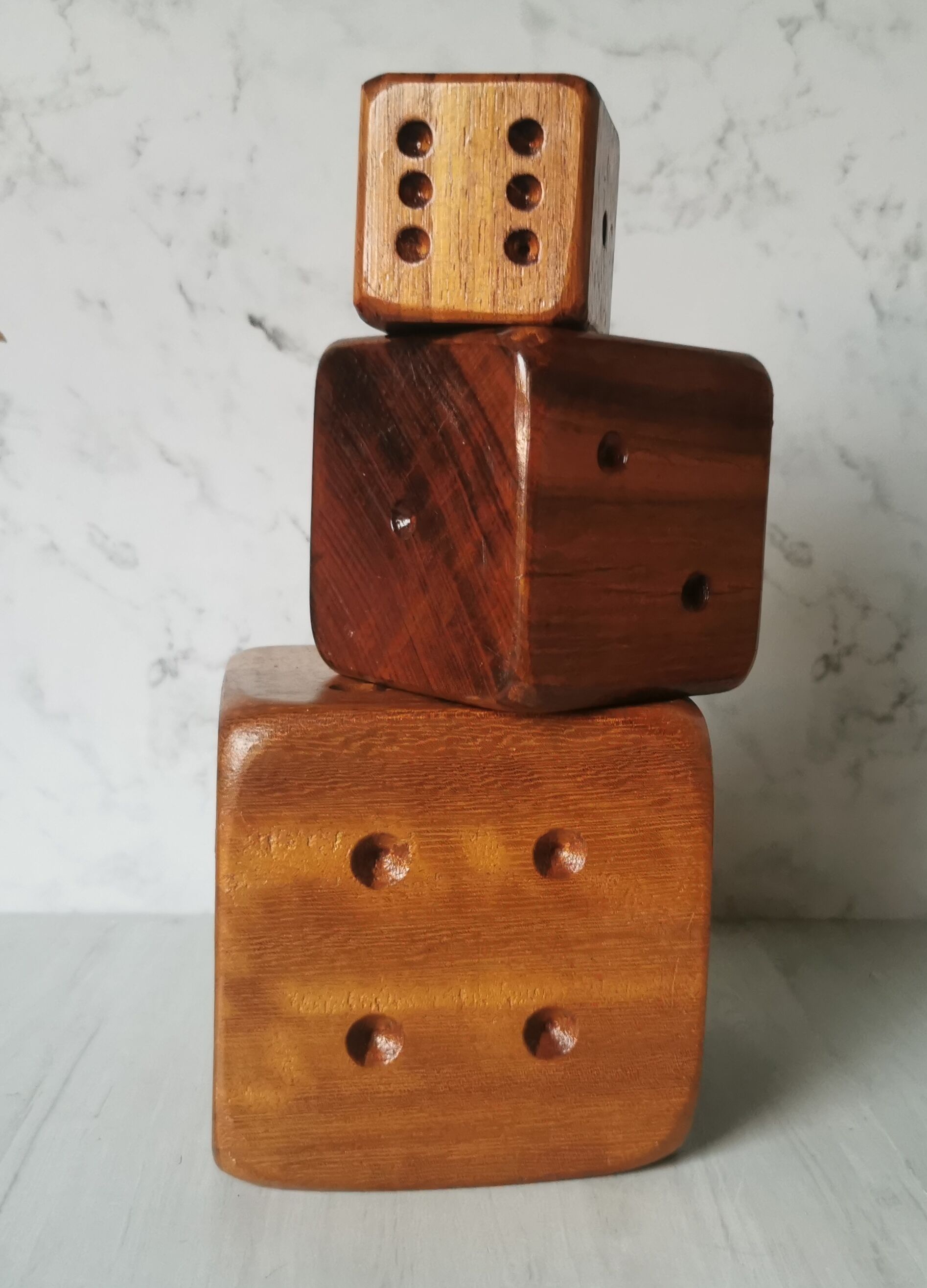 Carved wood dice
