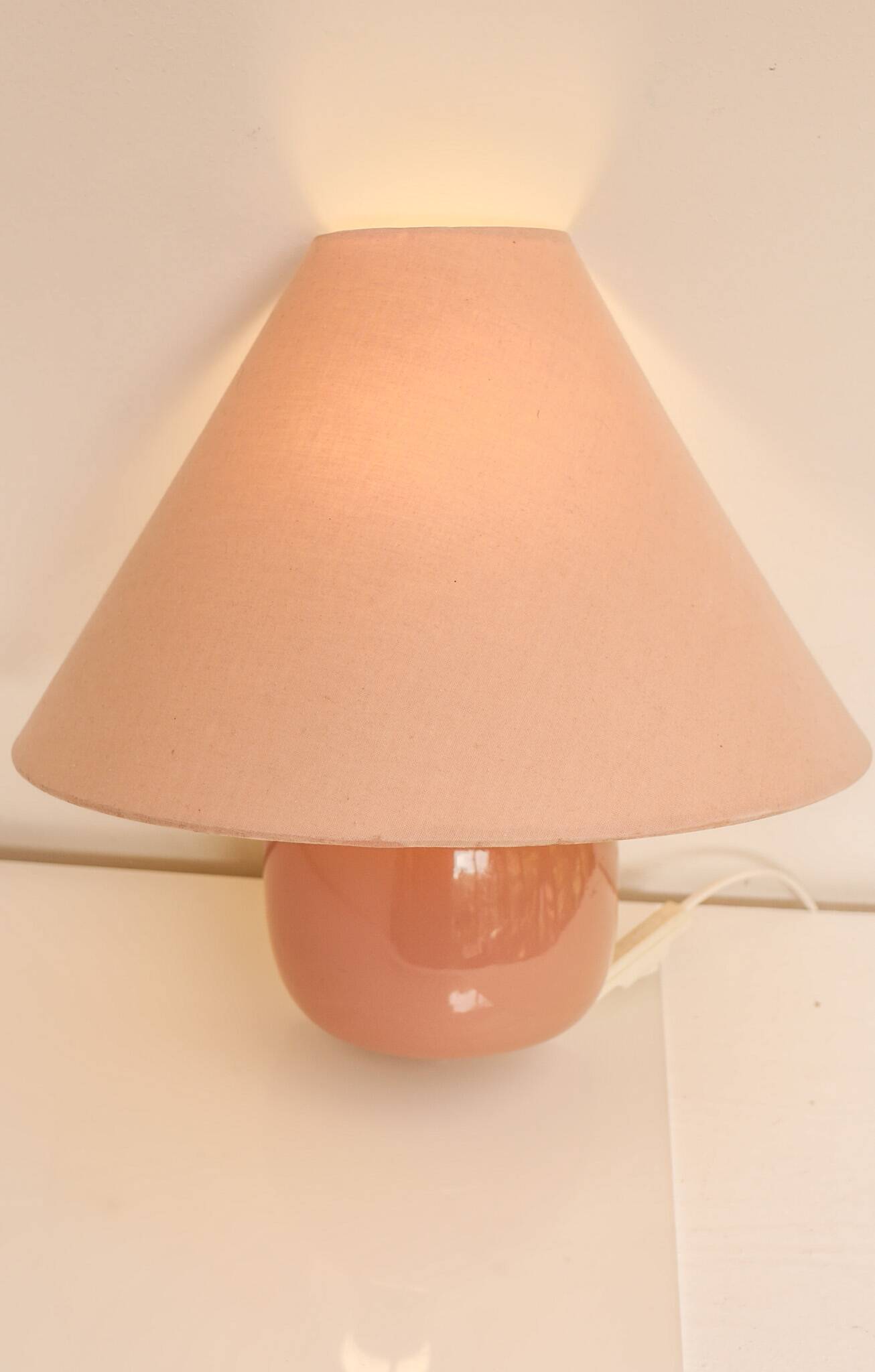Vintage IKEA 80s sconce. A wall mounted lamp classic semi-round in pink