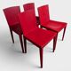 Set of 4 red saddle leather chairs - Matteo Grassi - Circa 1980