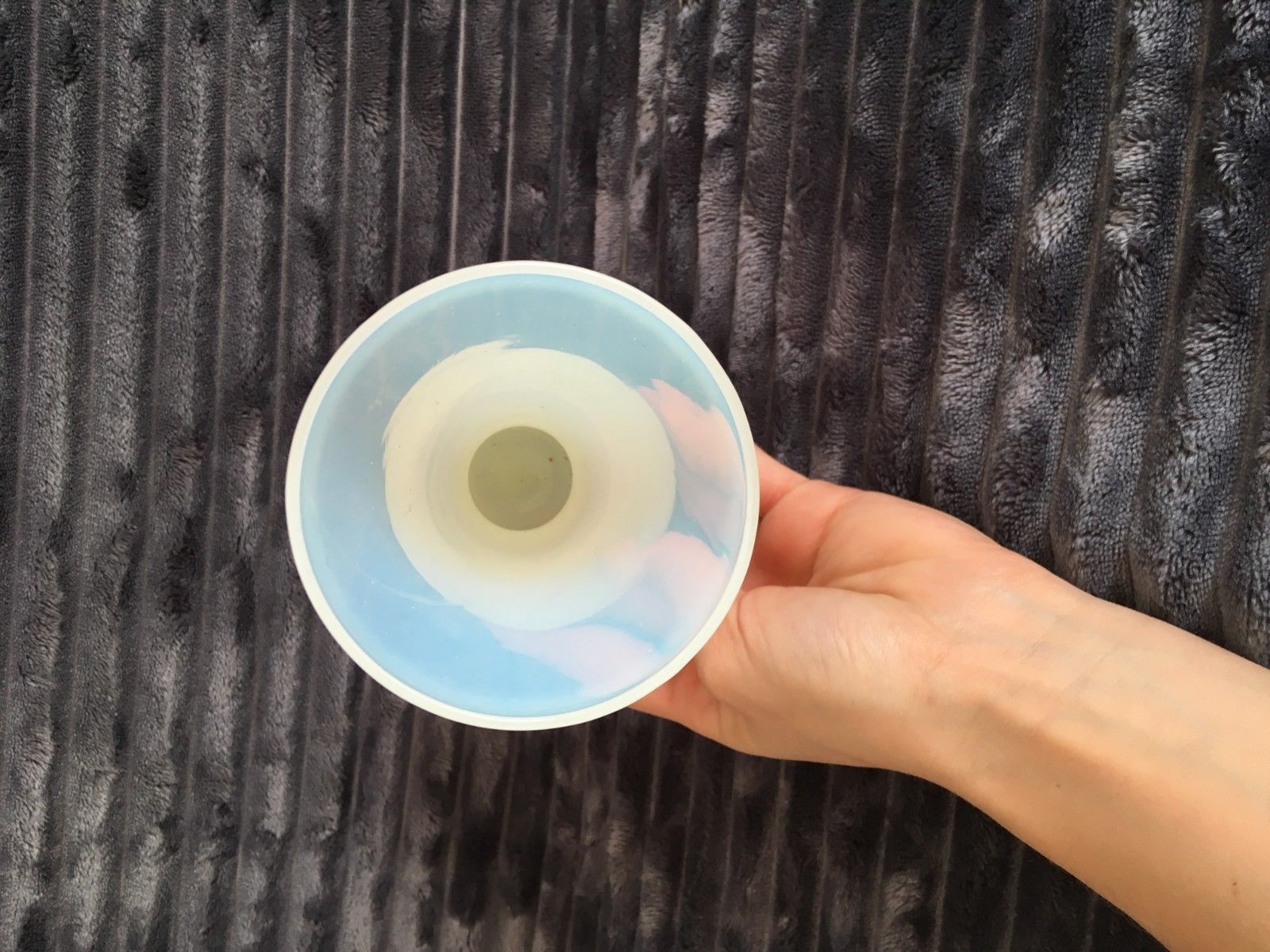 Glass design vase in matte opalescent white glass