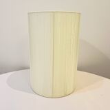 Large lamp signed JB in vintage beige stoneware 1970s ribbon lampshade 70s bohemian chic