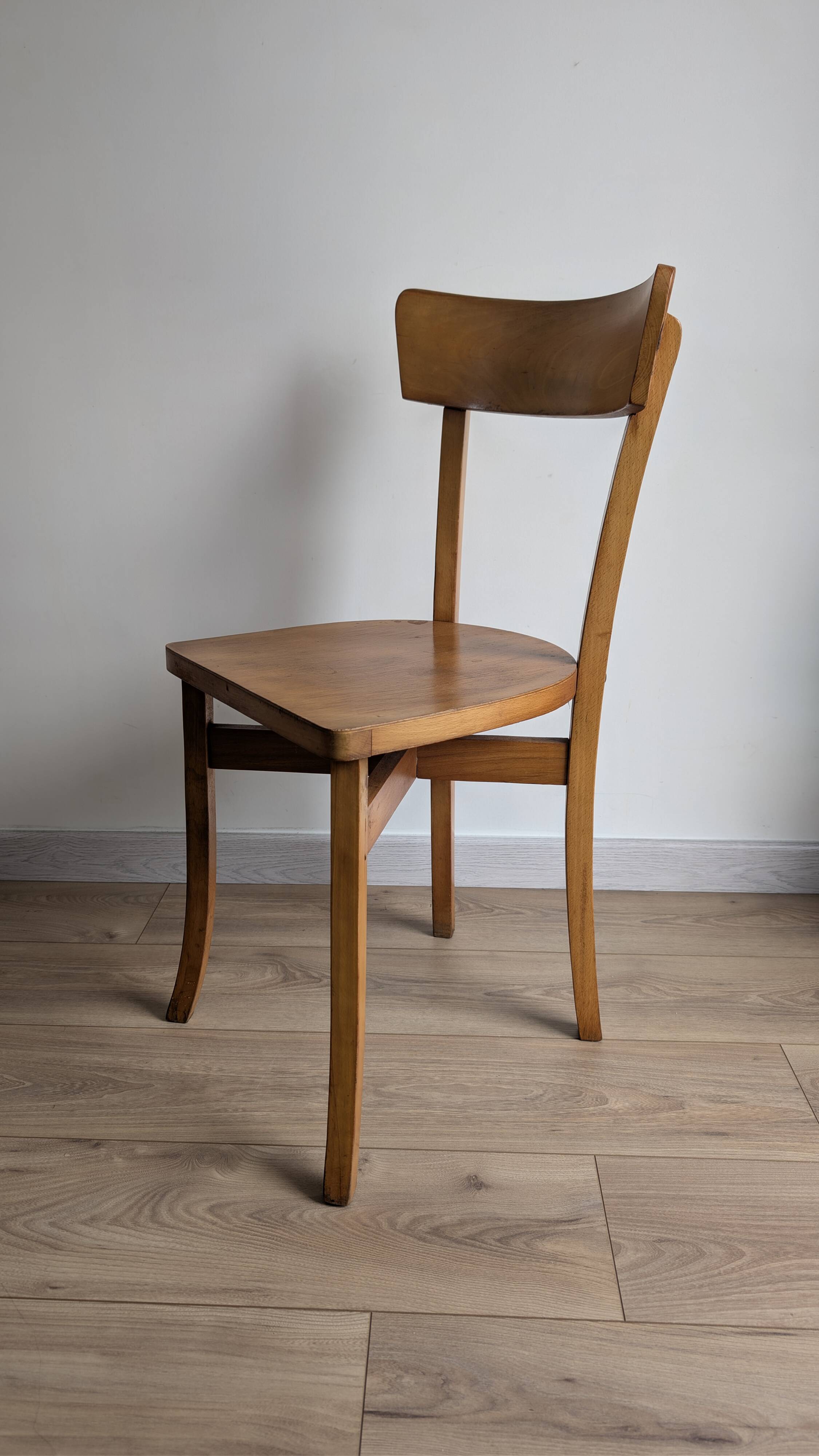 Vintage bistro chair in patinated blonde beech