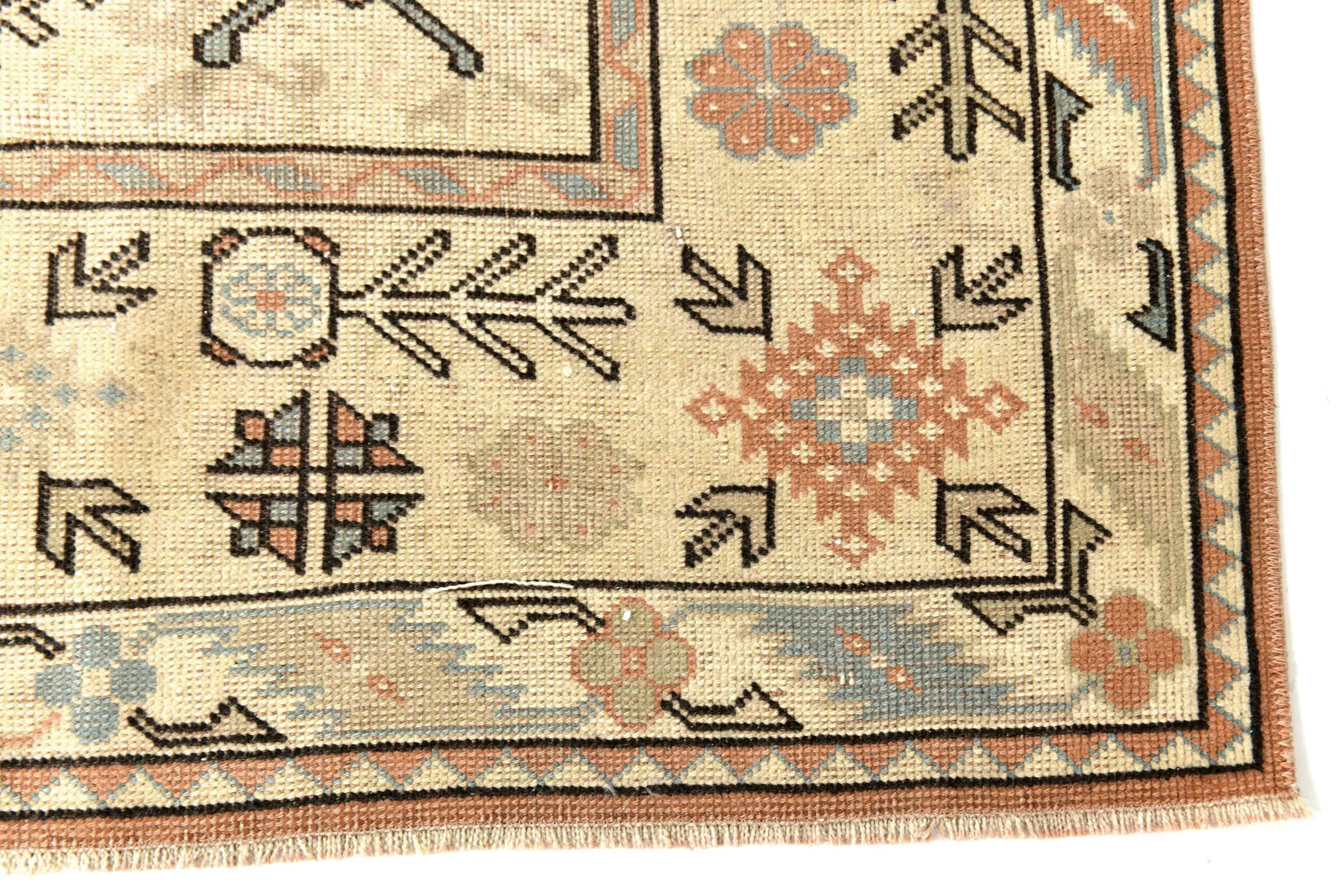 Salmon & Cream Square Persian Rug, 194x212Cm