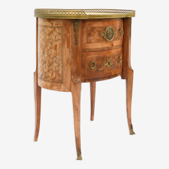 Commode rognon en marqueterie de style Transition