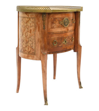 Commode rognon en marqueterie de style Transition