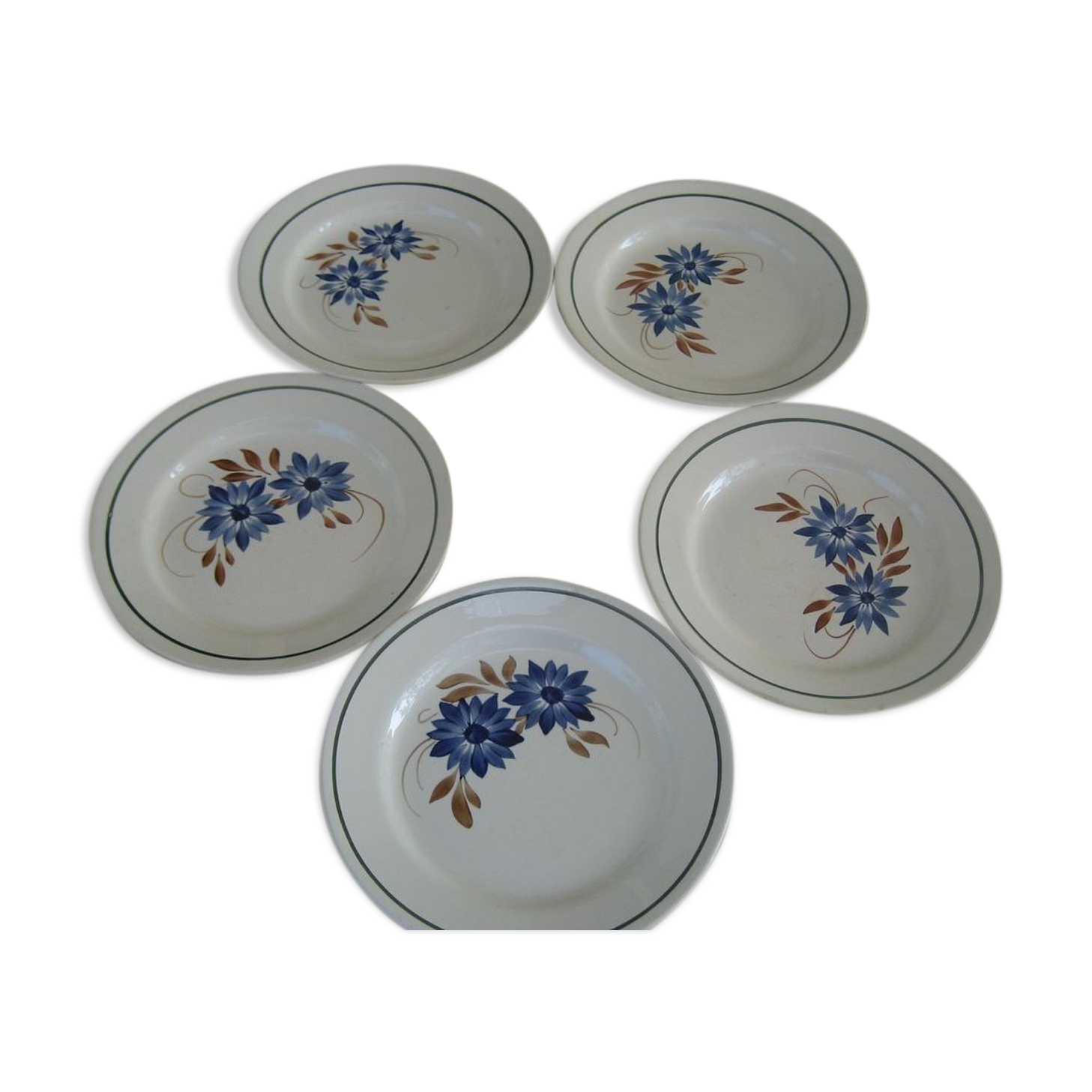 5 flat plates CREIL Montereau model Queen