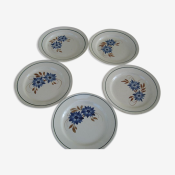 5 assiettes plates CREIL Montereau modèle Reine