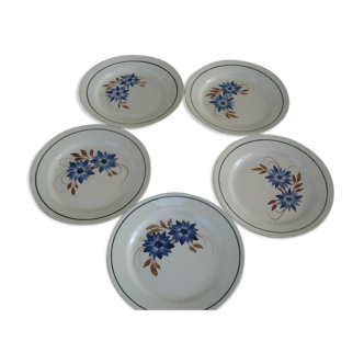 5 flat plates CREIL Montereau model Queen