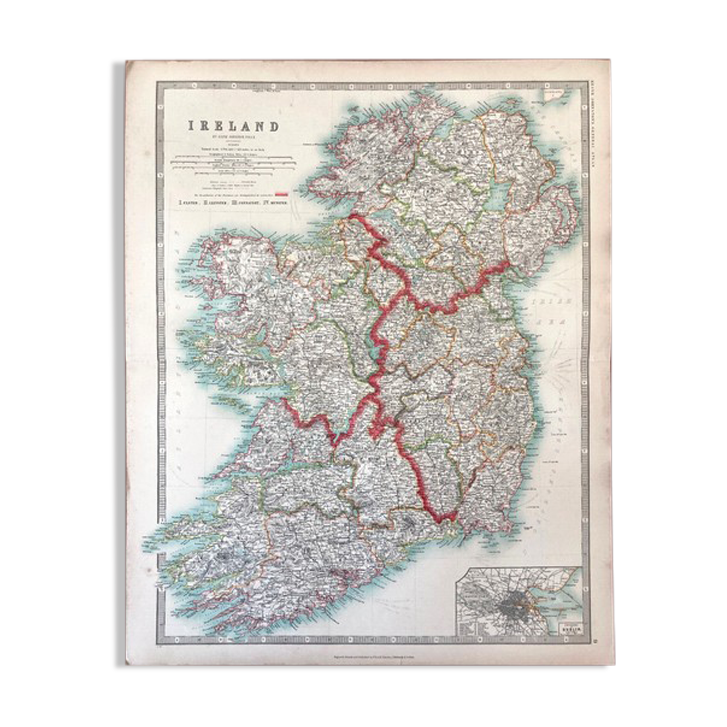 Carte ancienne : L'Irlande by Keith Johnston - XIXe