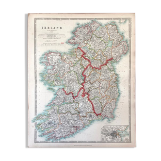 Carte ancienne : L'Irlande by Keith Johnston - XIXe