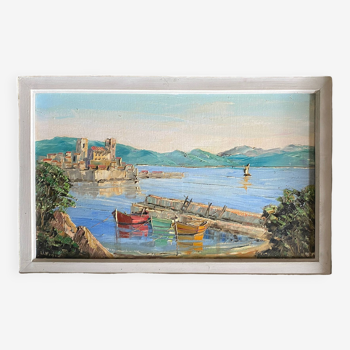 Tableau hst de louis jacques vigon (1897-1985) "port de pêche d'antibes"