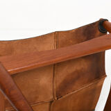 Illum Wikkelsø Teak and Leather Ottoman Denmark 1960s