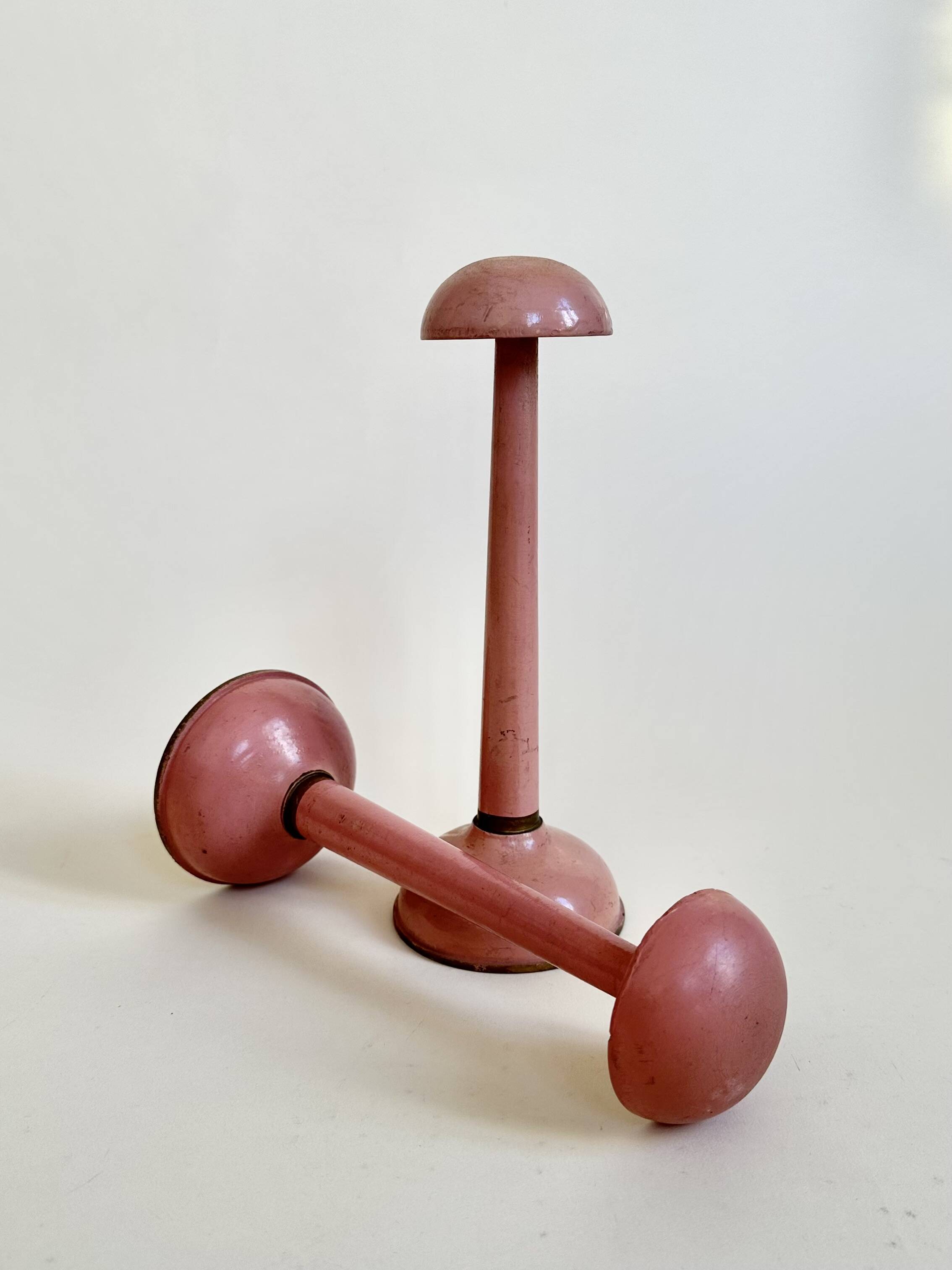 Pair of antique wooden hat stands