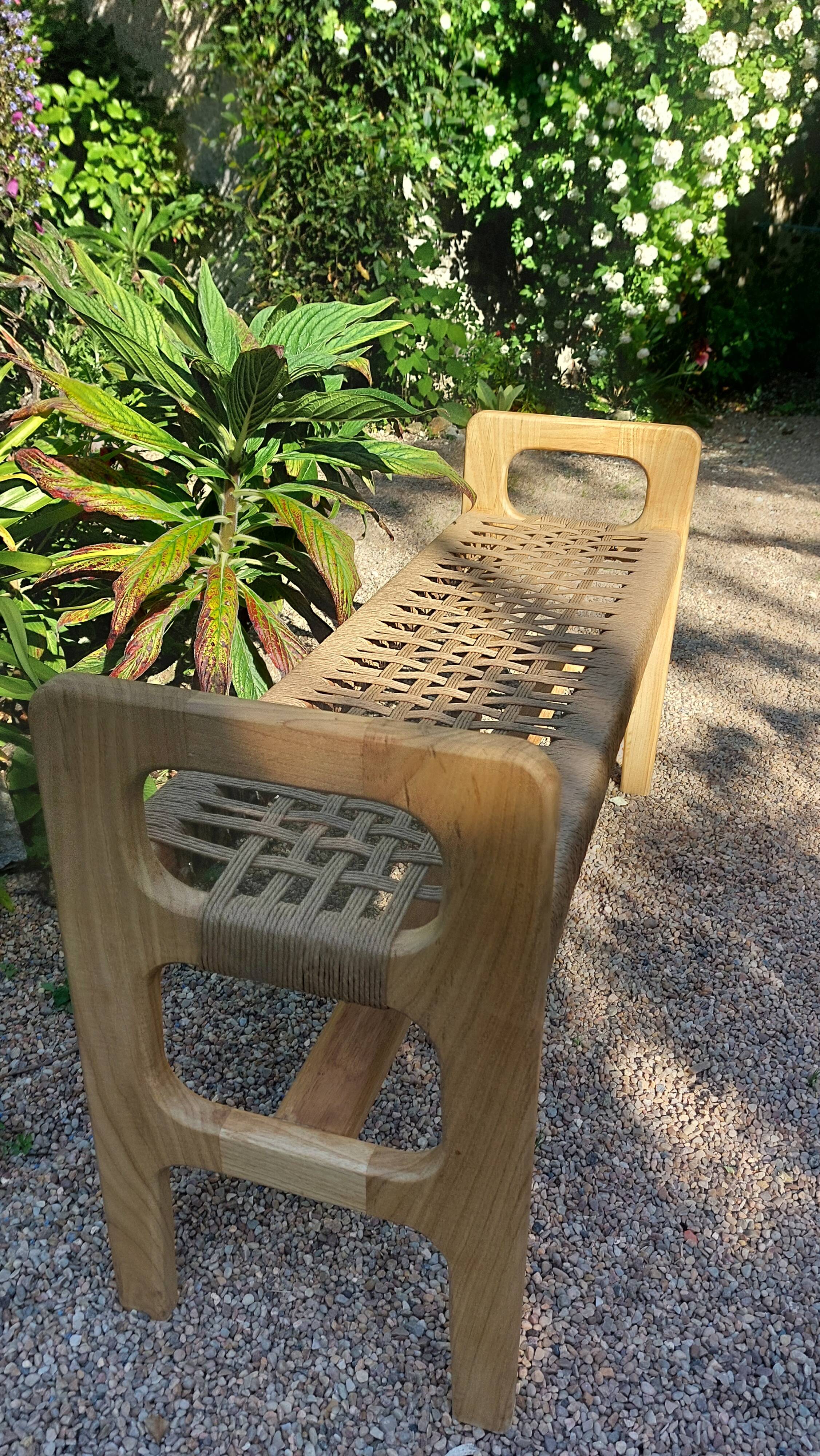 Oak and Danish rope bench