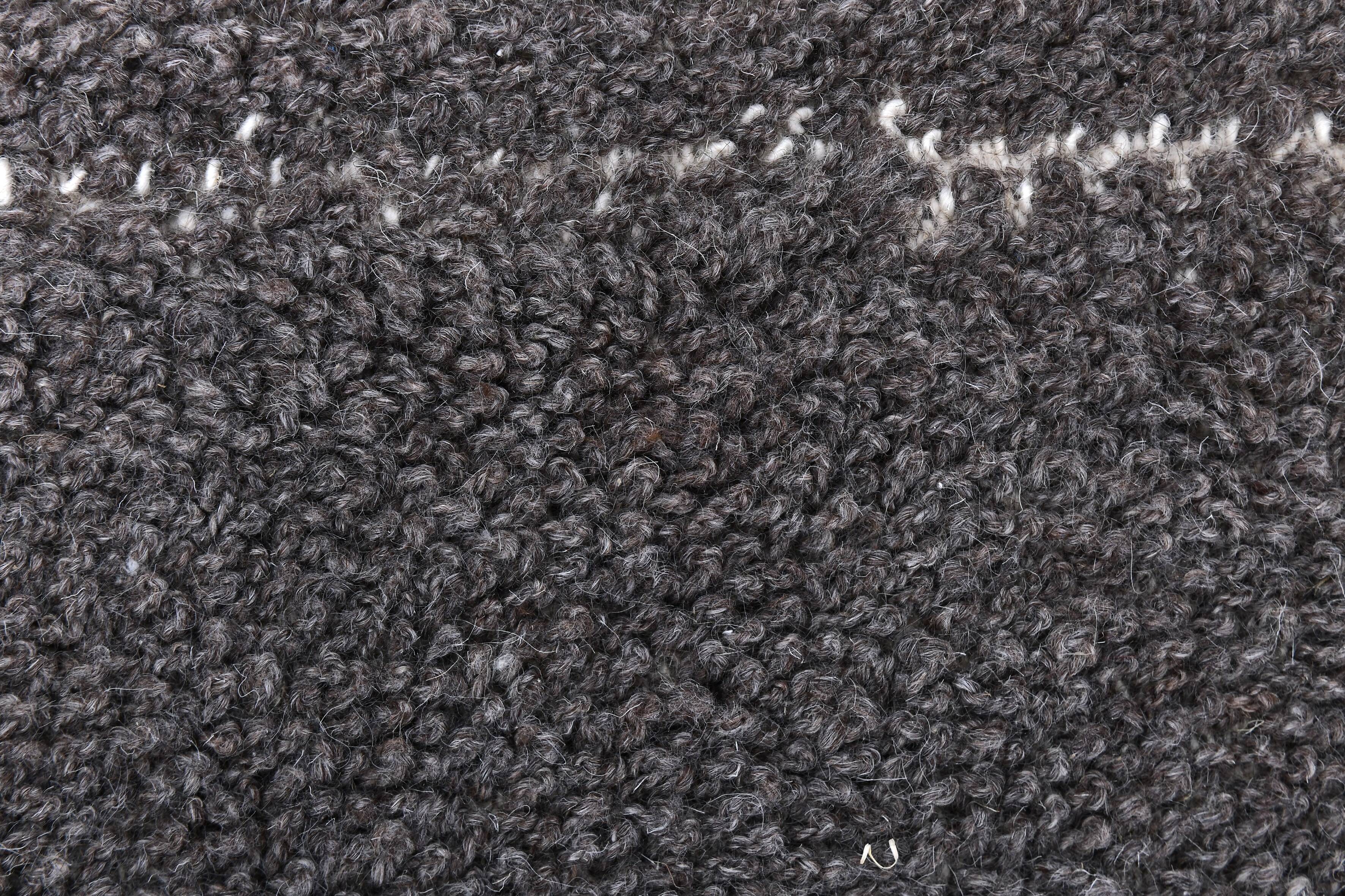 6x9 Dark Brown Handmade Wool Vintage Rug, 196x293Cm