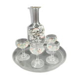 Service à liqueur en verre émaillé