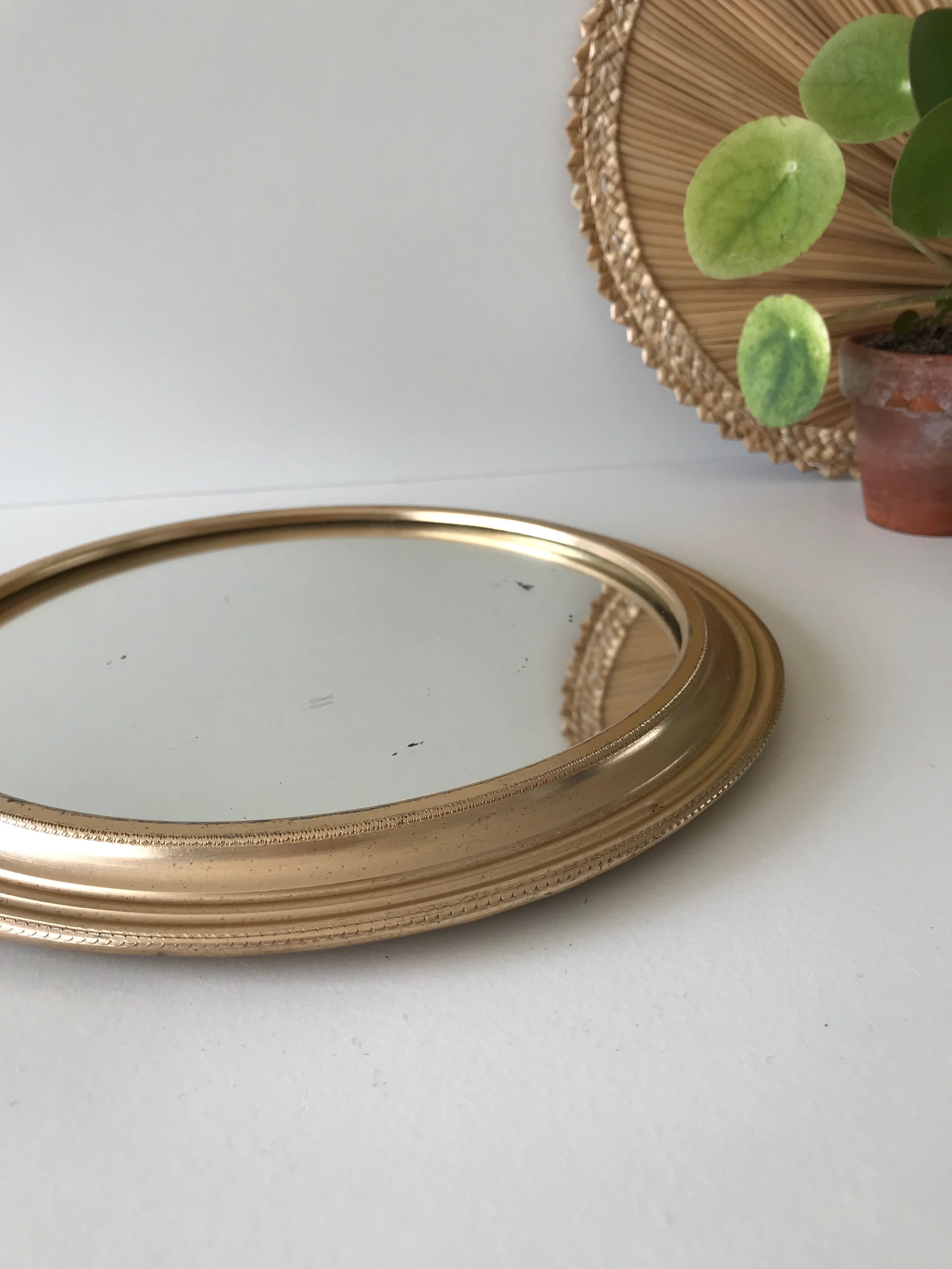 Miroir rond doré 24cm