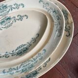3 plats terre de fer, modele Longchamp Lutèce en faïence bleu fleurs