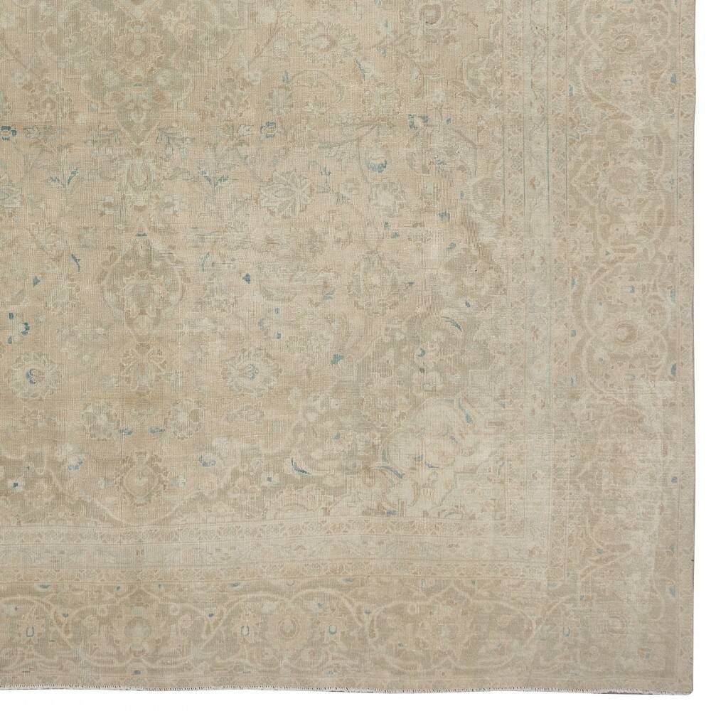 One of a kind Vintage Turkish Area Rug. Handmade Beige Large Carpet for Rustic, Country & Farmhouse Decor