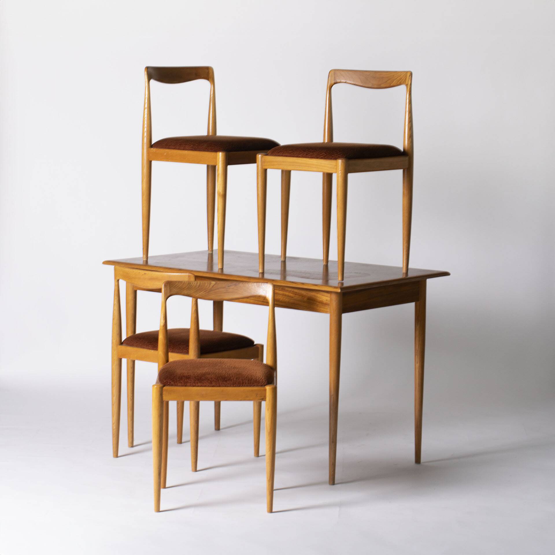 Dining set by Drevotvar and set of 3 chairs by Jasienica, Poland